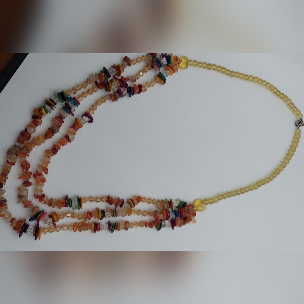 Multi-Stone Multi-Color Three Strand Statement Ne… - image 5